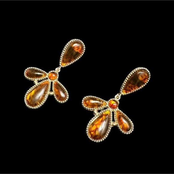 HSN Deb Guyot Designs Earrings Amber And Sterling Silver Dangle Drop - Picture 6 of 7